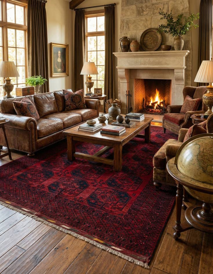 Detail image of  8' x 10'  Hand Knotted Afghan Akhche Oriental Wool Rug