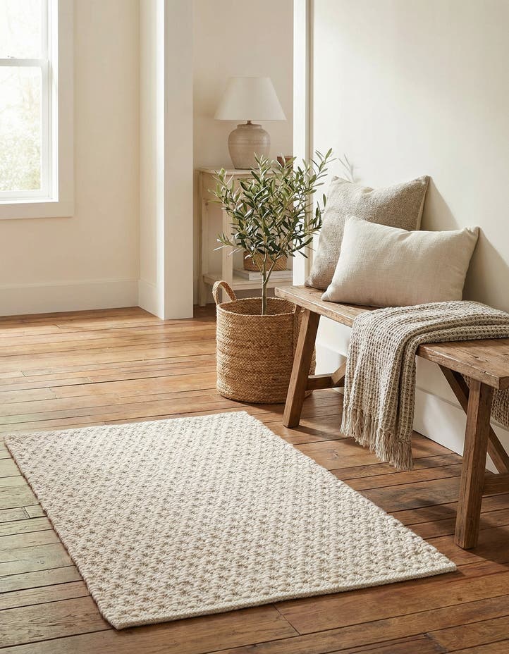 2' 2 x 3' 1 Hand Woven Lattice Wool Rug
