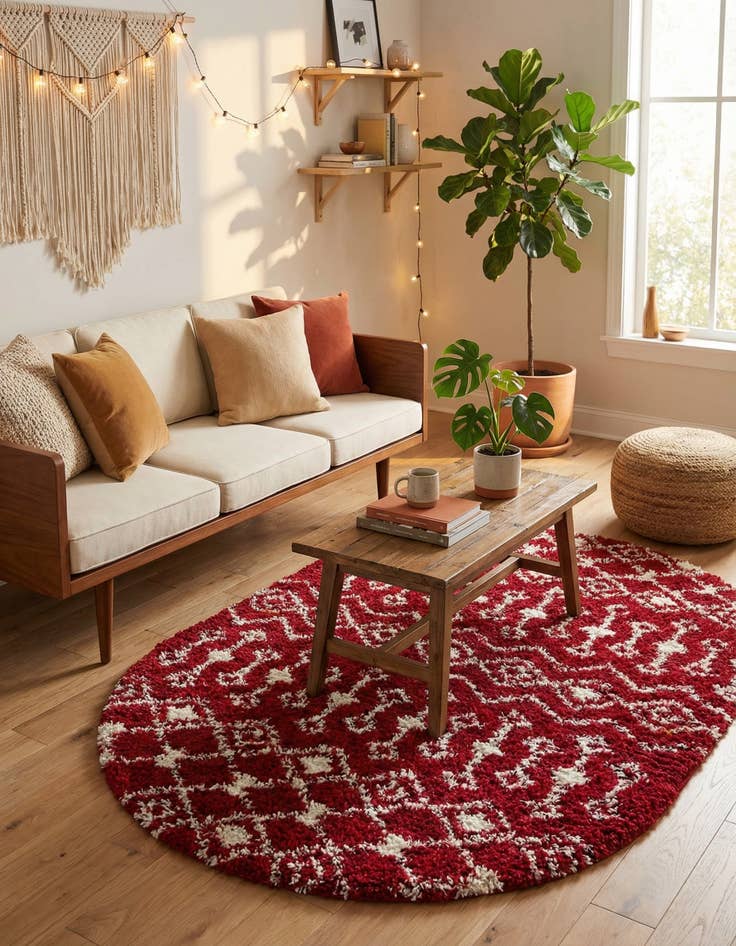 Detail image of 5' 3 x 8' Moroccan Trellis Shag Oval Rug