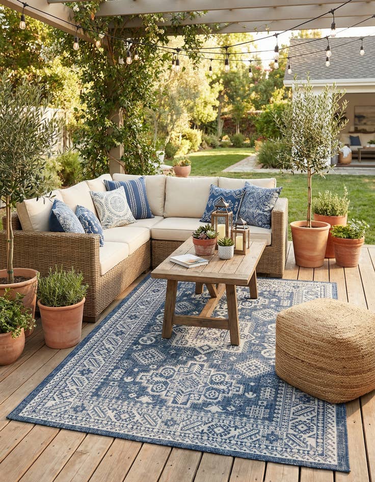 Detail image of 5' 3 x 8'  Washable Aztec Indoor / Outdoor Rug