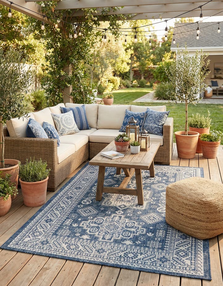 5' 3 x 8' Easy-Clean Aztec Indoor / Outdoor ...