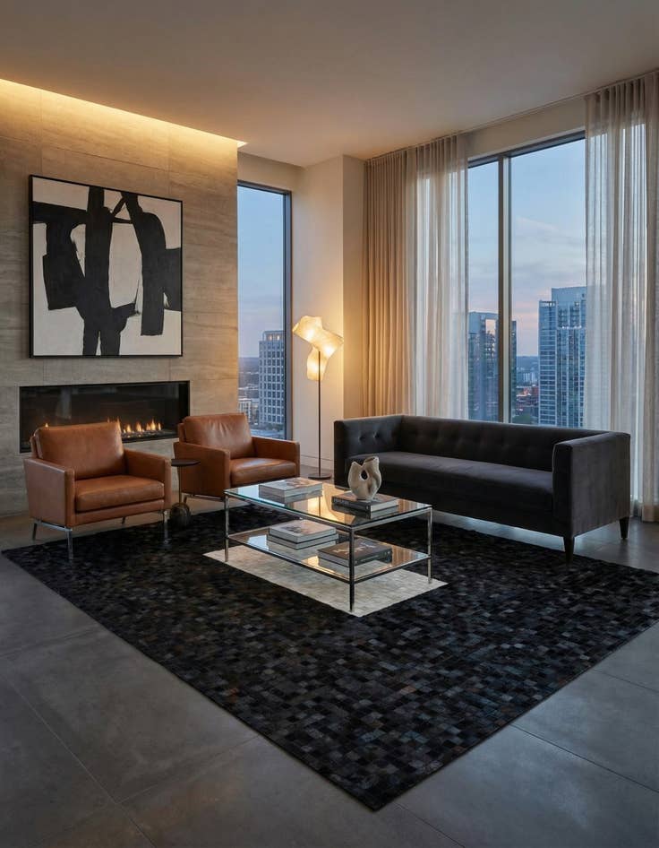 Detail image of 8' 1 x 10' Cowhide Stocks Rug