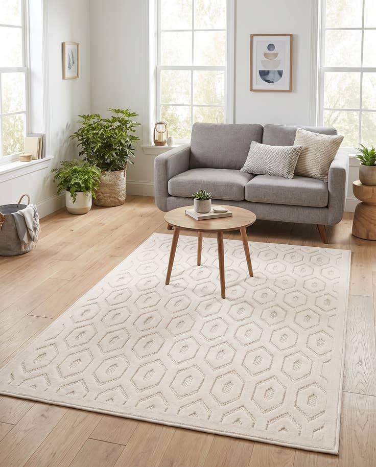Detail image of 4' x 6' Easy-Clean Trellis Textured Indoor / Outdoor Rug
