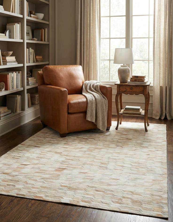 Detail image of 5' 2 x 8' Cowhide Leather Rug