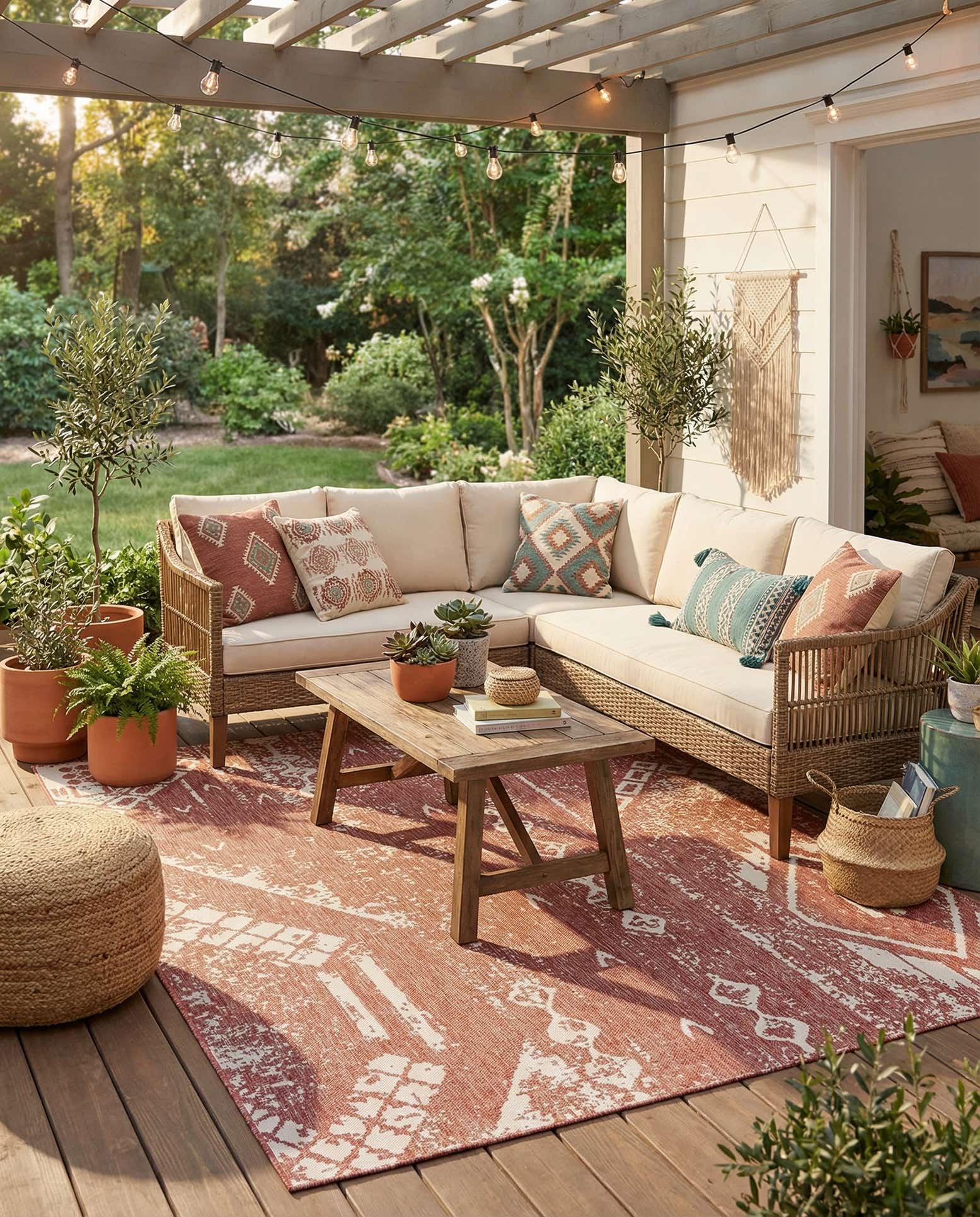 9' x 12' Easy-Clean Bohemian Indoor / Outdoor Rug