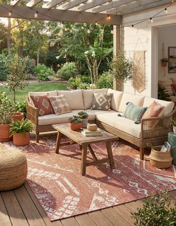 9' x 12' Easy-Clean Bohemian Indoor / Outdoor Rug