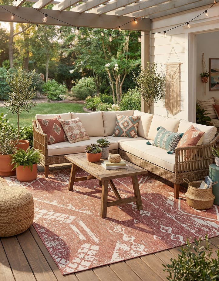9' x 12' Easy-Clean Bohemian Indoor / Outdo...