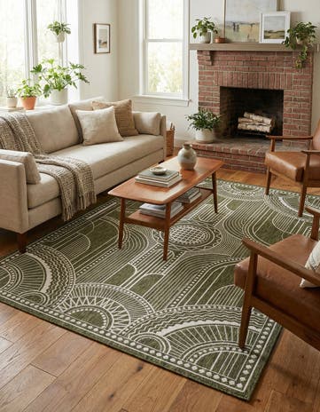 5' 3 x 8' Easy-Clean Traditional Indoor / Outdoor Rug