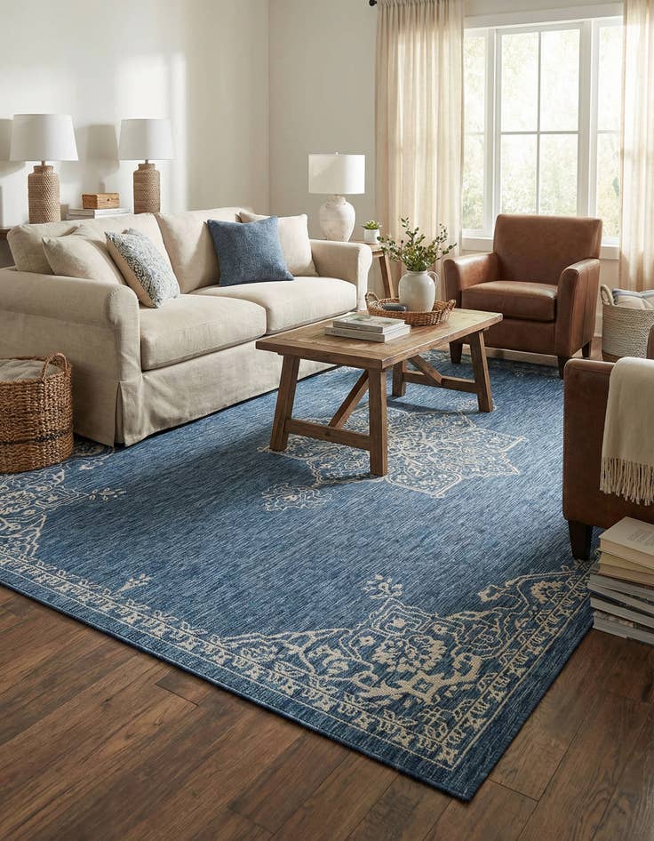 Detail image of 10' x 14'  Washable Traditional Indoor / Outdoor Rug