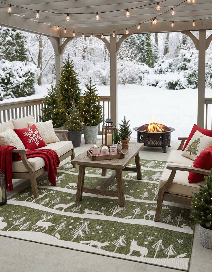 Detail image of 7' 10 x 10'  Washable Holiday Indoor / Outdoor Rug