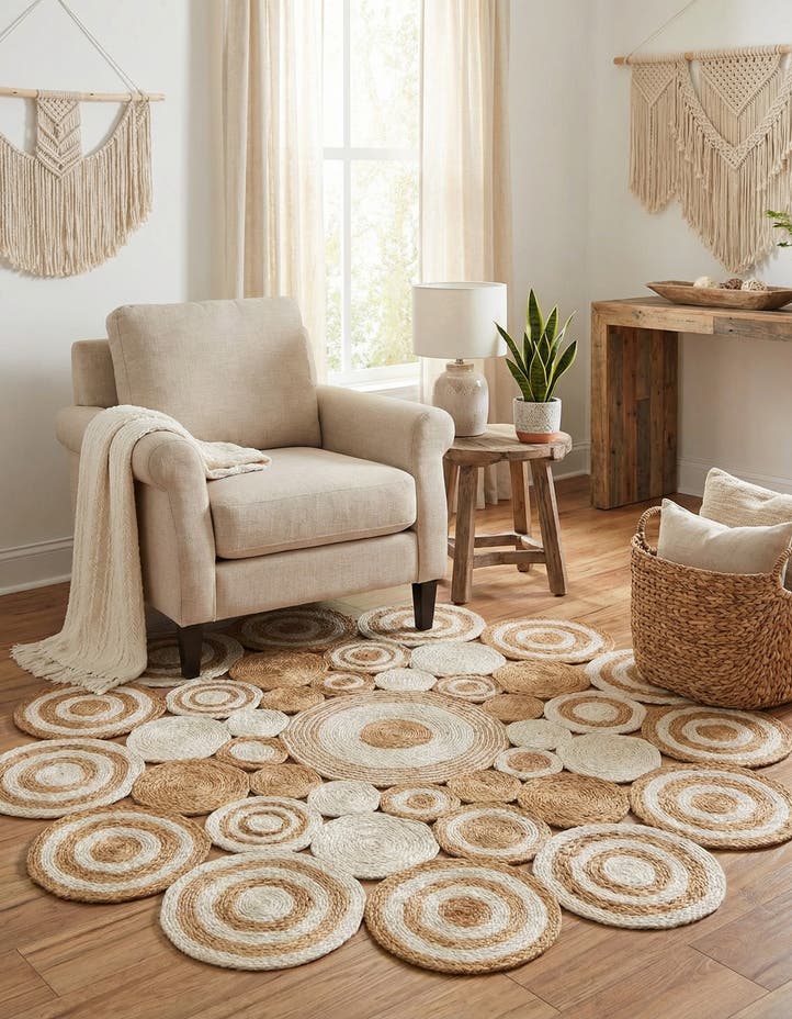 5' 1 x 5' 1 Handmade Braided Jute Round Rug