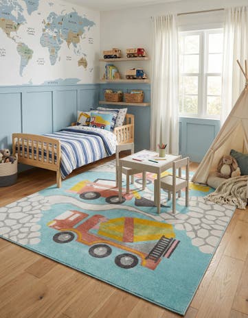 7' 10 x 10' Construction Whimsy Kids Rug
