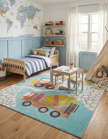 7' 10 x 10' Construction Whimsy Kids Rug