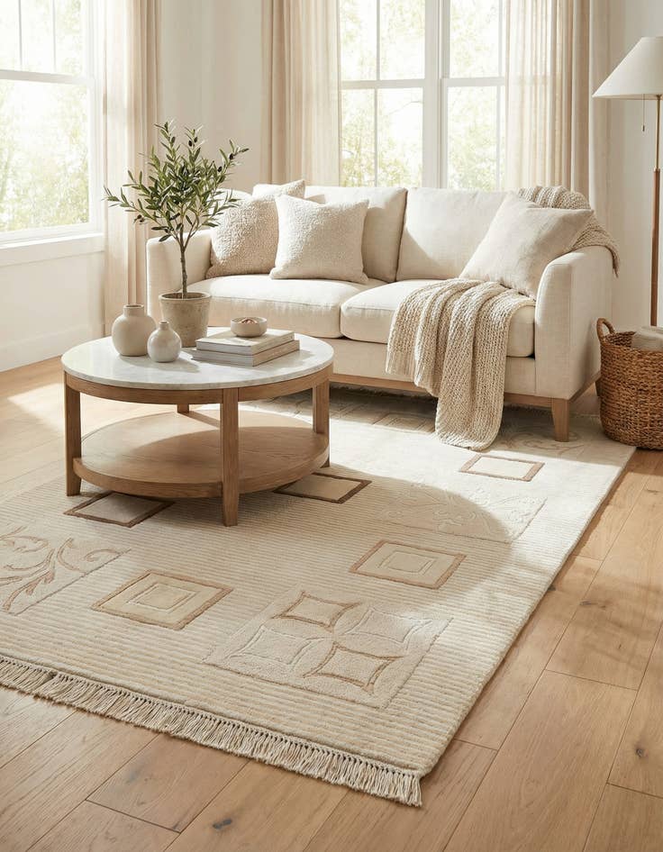 Detail image of  4' 1 x 6'  Hand Knotted Darya Wool Rug