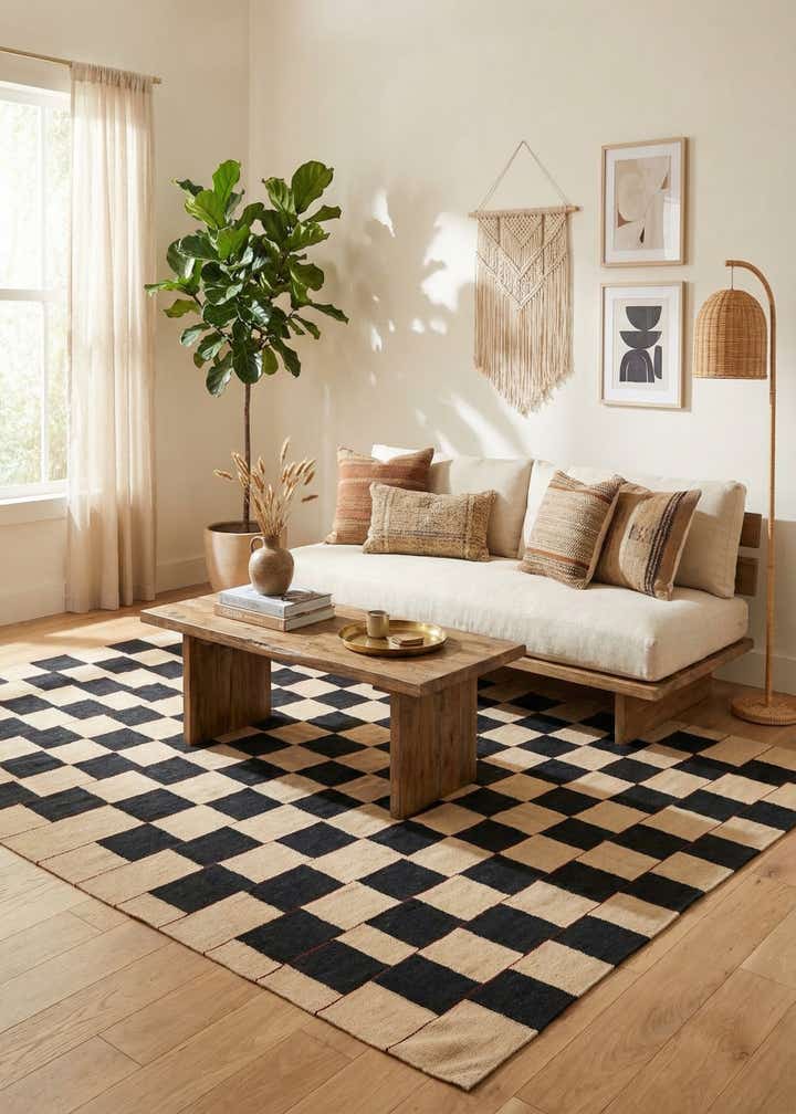 7' x 9' 7 Hand Woven Kilim Modern Wool Rug