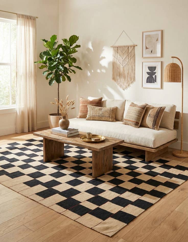 Detail image of 7' x 9' 7 Hand Woven Kilim Modern Wool Rug