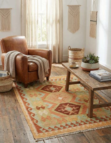 3' 3 x 5' Hand Woven Kilim Waziri Wool Rug