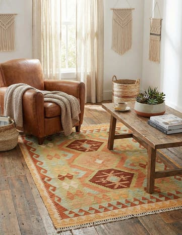 3' 3 x 5' Hand Woven Kilim Waziri Wool Rug