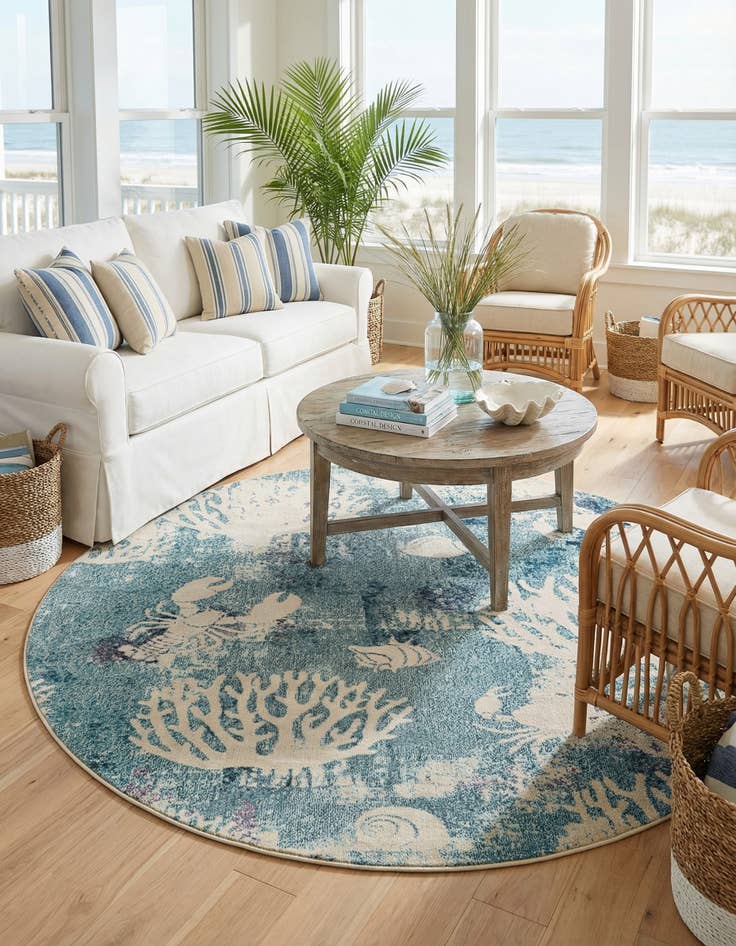 Detail image of 7' 10 x 7' 10  Washable Capri Round Rug