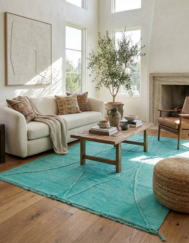 Detail image of 5' 2 x 6' 7  Hand Woven Kilim Modern Wool Rug