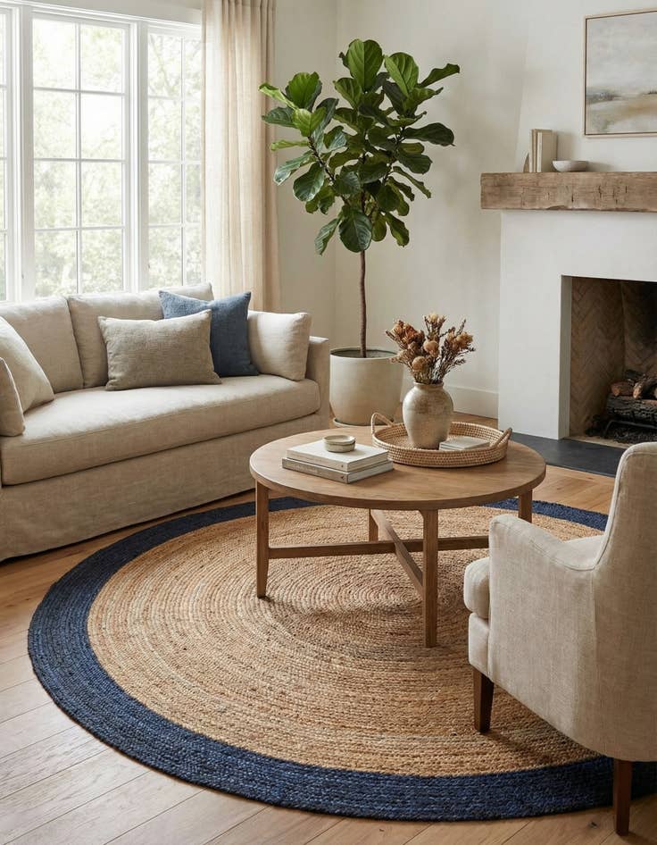 Detail image of  8' x 8'  Hand Braided Jute Round Rug