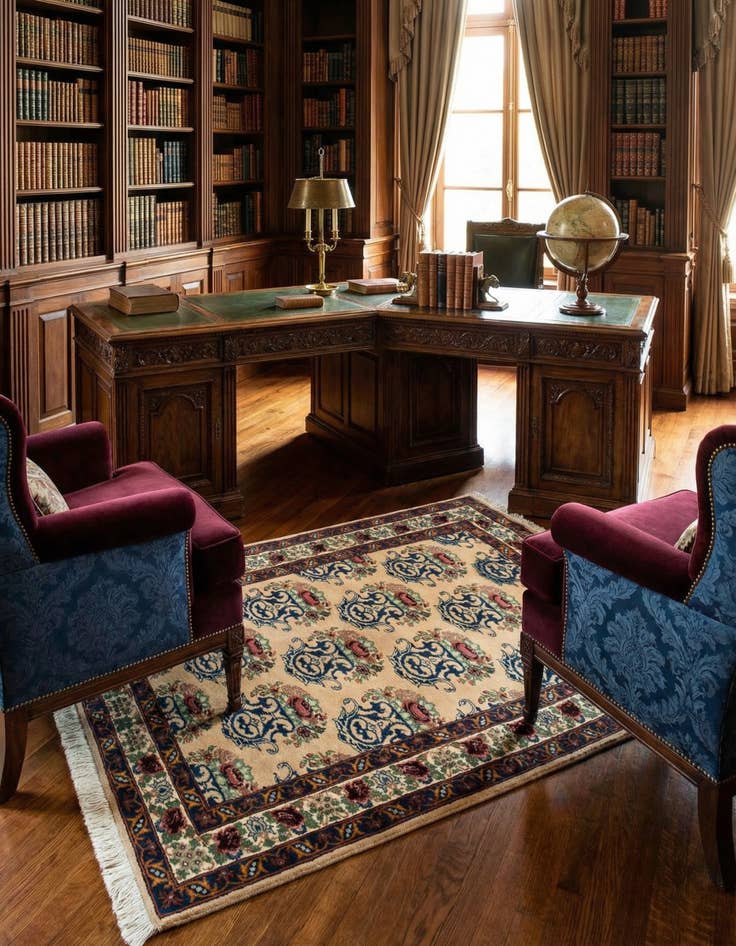 Detail image of 3' 3 x 4' 7  Hand Knotted Bidjar Persian Wool Rug