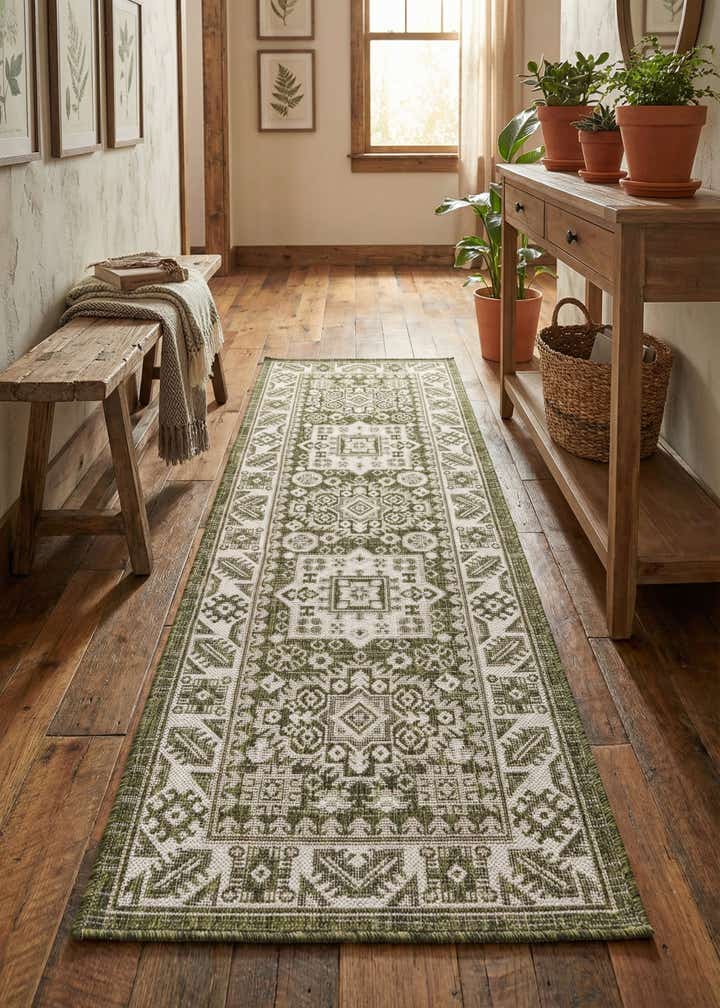 2' x 6' Easy-Clean Aztec Indoor / Outdoor Runner Rug