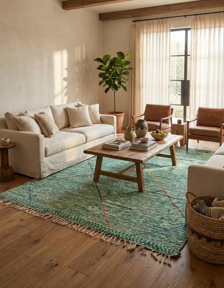 Detail image of 6' 5 x 9' 6  Hand Knotted Moroccan Wool Rug