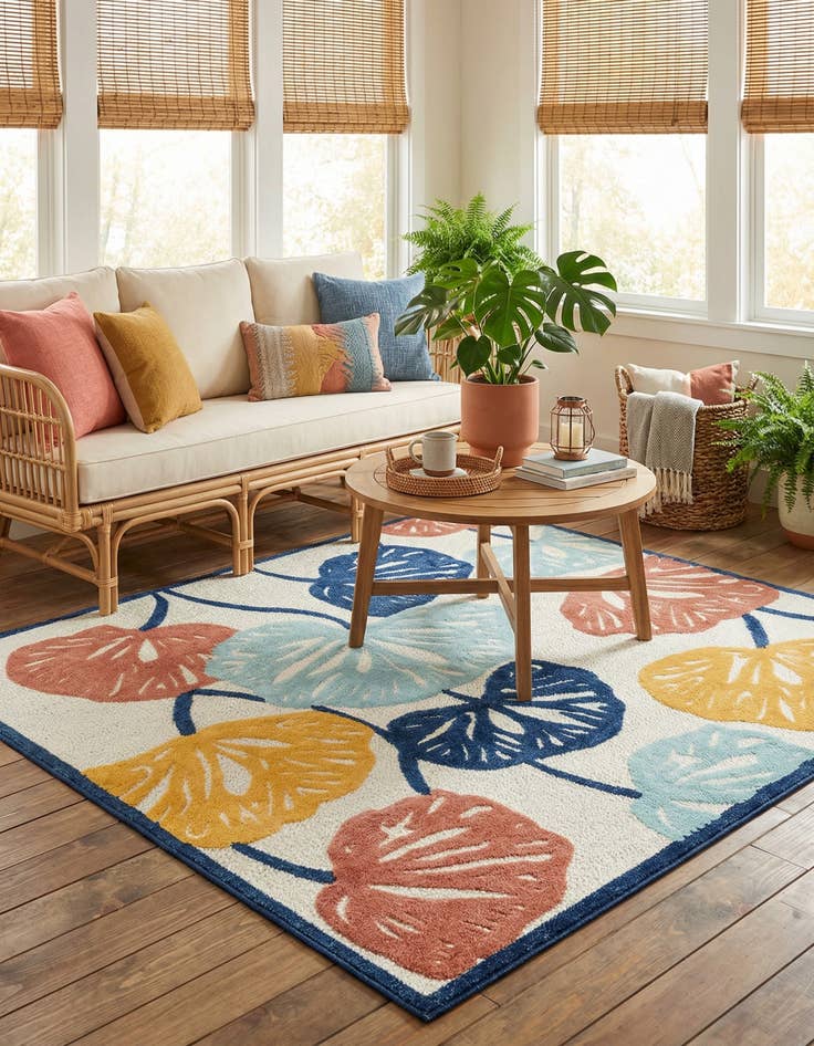 Detail image of 7' 10 x 7' 10  Washable Belize Indoor / Outdoor Square Rug