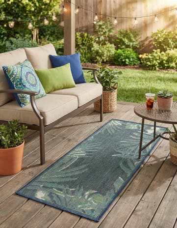 Navy Blue Easy-Clean Baja Indoor / Outdoor Runner Rug
