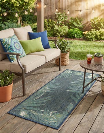 Navy Blue Easy-Clean Baja Indoor / Outdoor Runner Rug