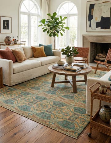 6' 10 x 9' 7 Hand Knotted Ikat Oriental Rug