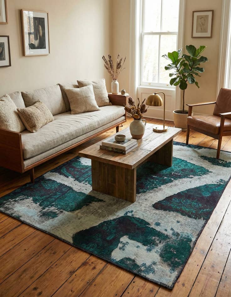 Detail image of 4' 6 x 6' 2  Hand Knotted Ultra Vintage Persian Wool Rug