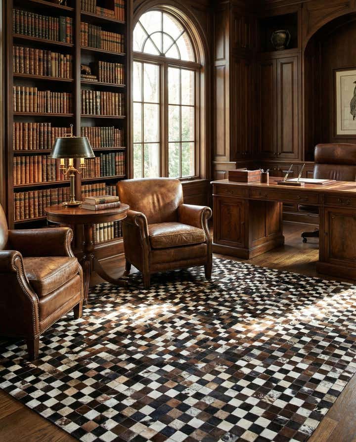 8' 1 x 10' Cowhide Leather Rug