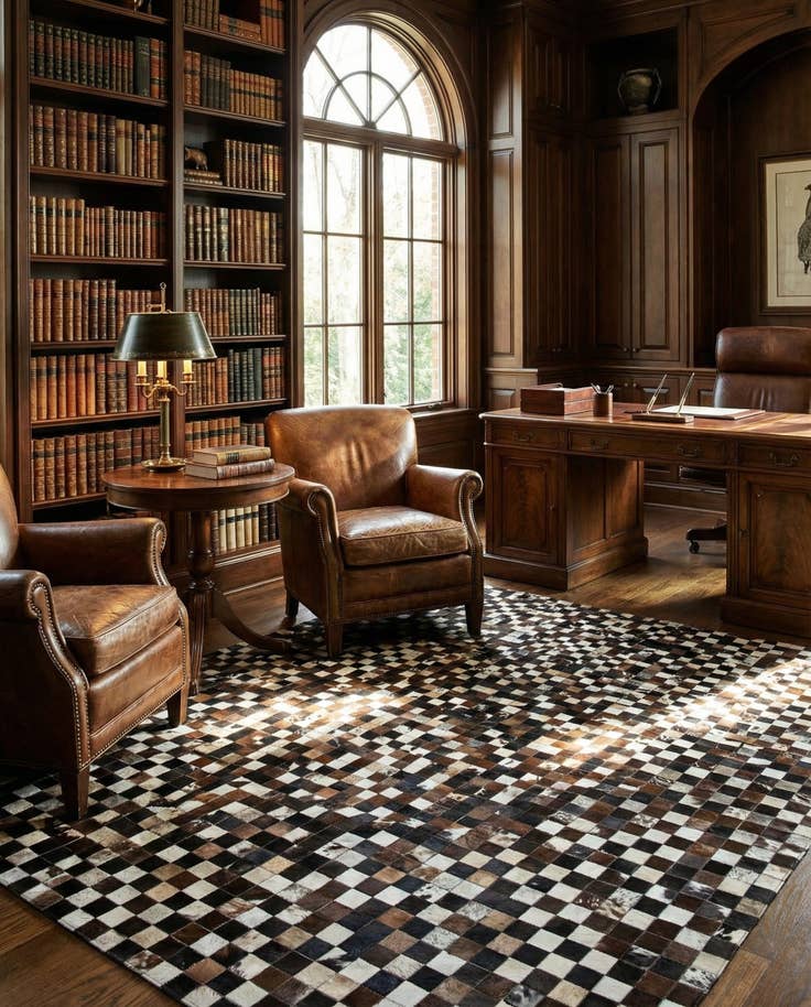 Detail image of 8' 1 x 10' Cowhide Leather Rug