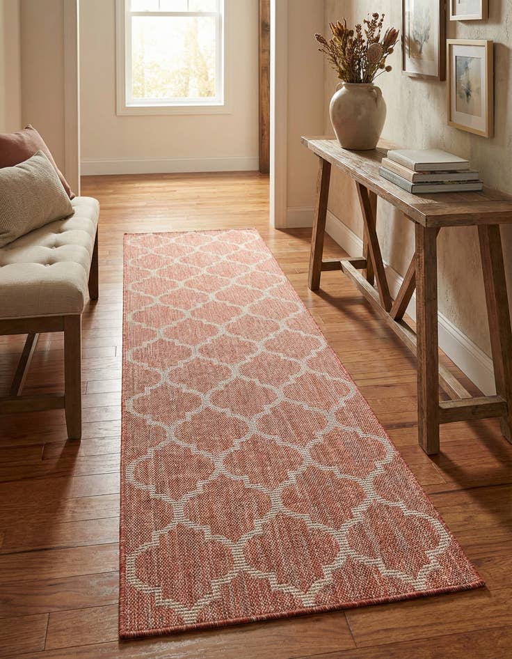 Detail image of 2' x 8'  Washable Trellis Indoor / Outdoor Runner Rug