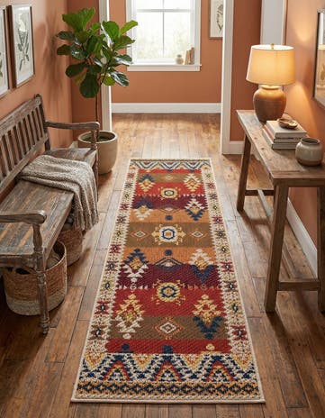 Rust Red Easy-Clean Baja Indoor / Outdoor Runner Rug
