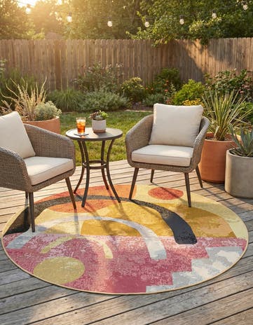 5' x 5' Easy-Clean Modern Indoor / Outdoor Round Rug