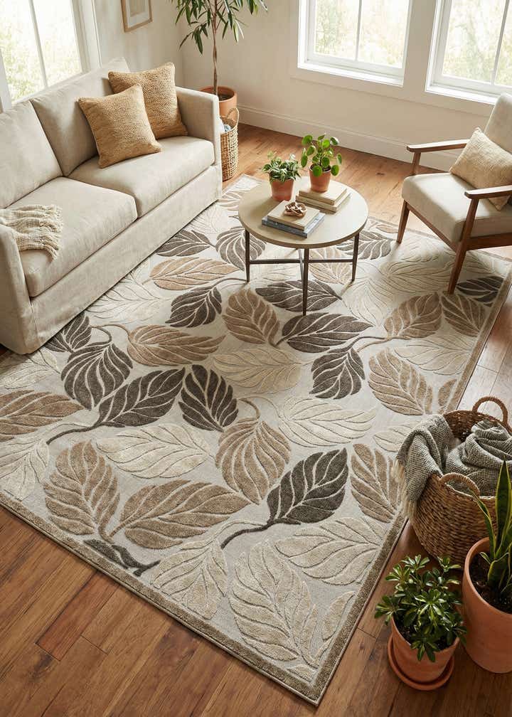 10' x 13' Easy-Clean Botanical Indoor / Outdoor Rug
