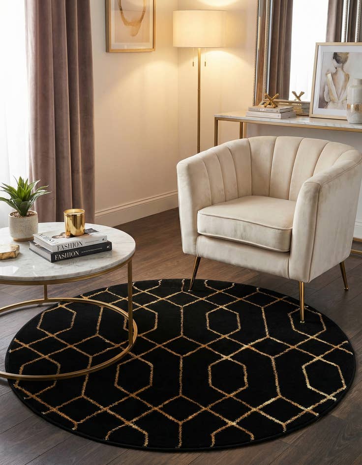 Detail image of 3' x 3'  Marilyn Monroe™ Glam Trellis Round Rug