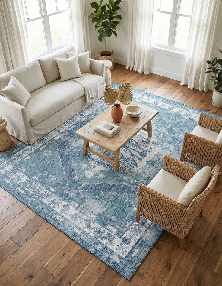 Detail image of 9' x 12' Easy-Clean Traditional Indoor / Outdoor Rug