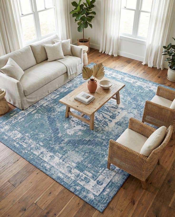 Detail image of 9' x 12' Easy-Clean Traditional Indoor / Outdoor Rug