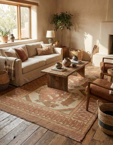 4' 3 x 6' 5 Hand Woven Sumak Wool Rug