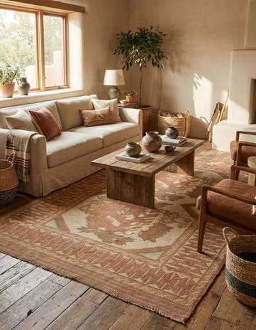 4' 3 x 6' 5 Hand Woven Sumak Wool Rug