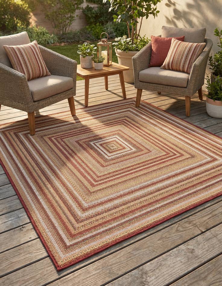 Detail image of 5' 3 x 5' 3  Washable Baja Indoor / Outdoor Square Rug
