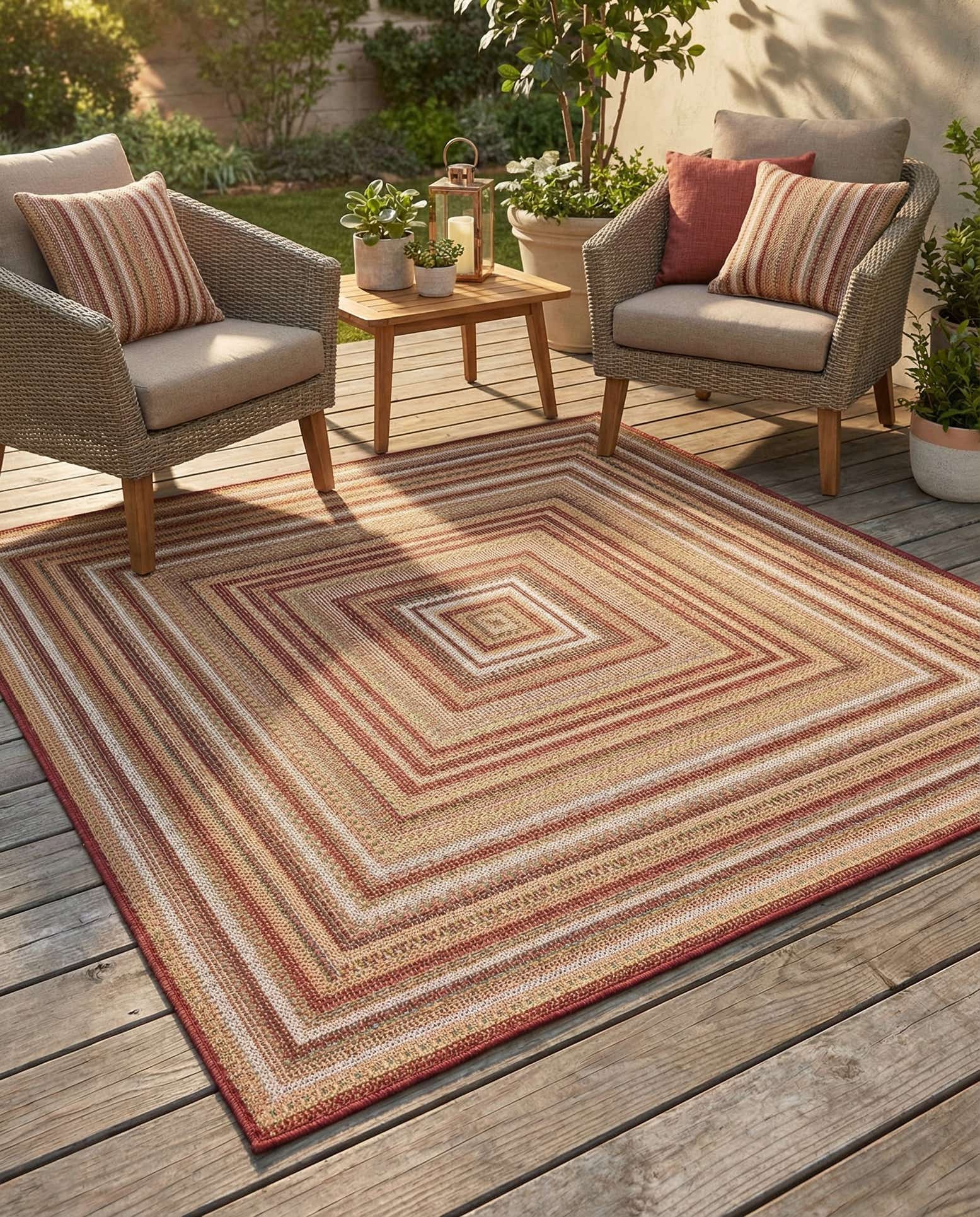 5' 3 x 5' 3 Easy-Clean Baja Indoor / Outdoor Square Rug