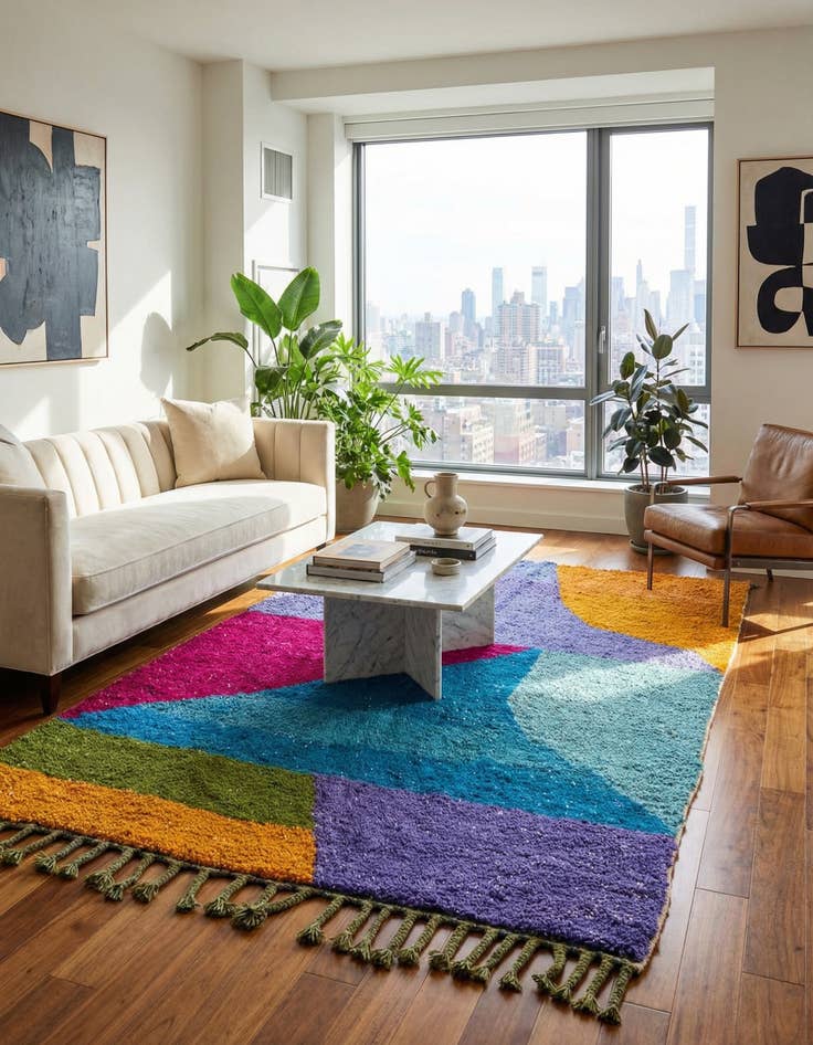 Detail image of 5' 7 x 8'  Hand Knotted Moroccan Wool Rug