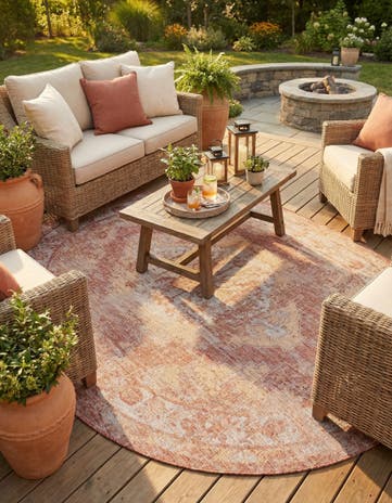 7' 10 x 10' Easy-Clean Traditional Indoor / Outdoor Oval Rug