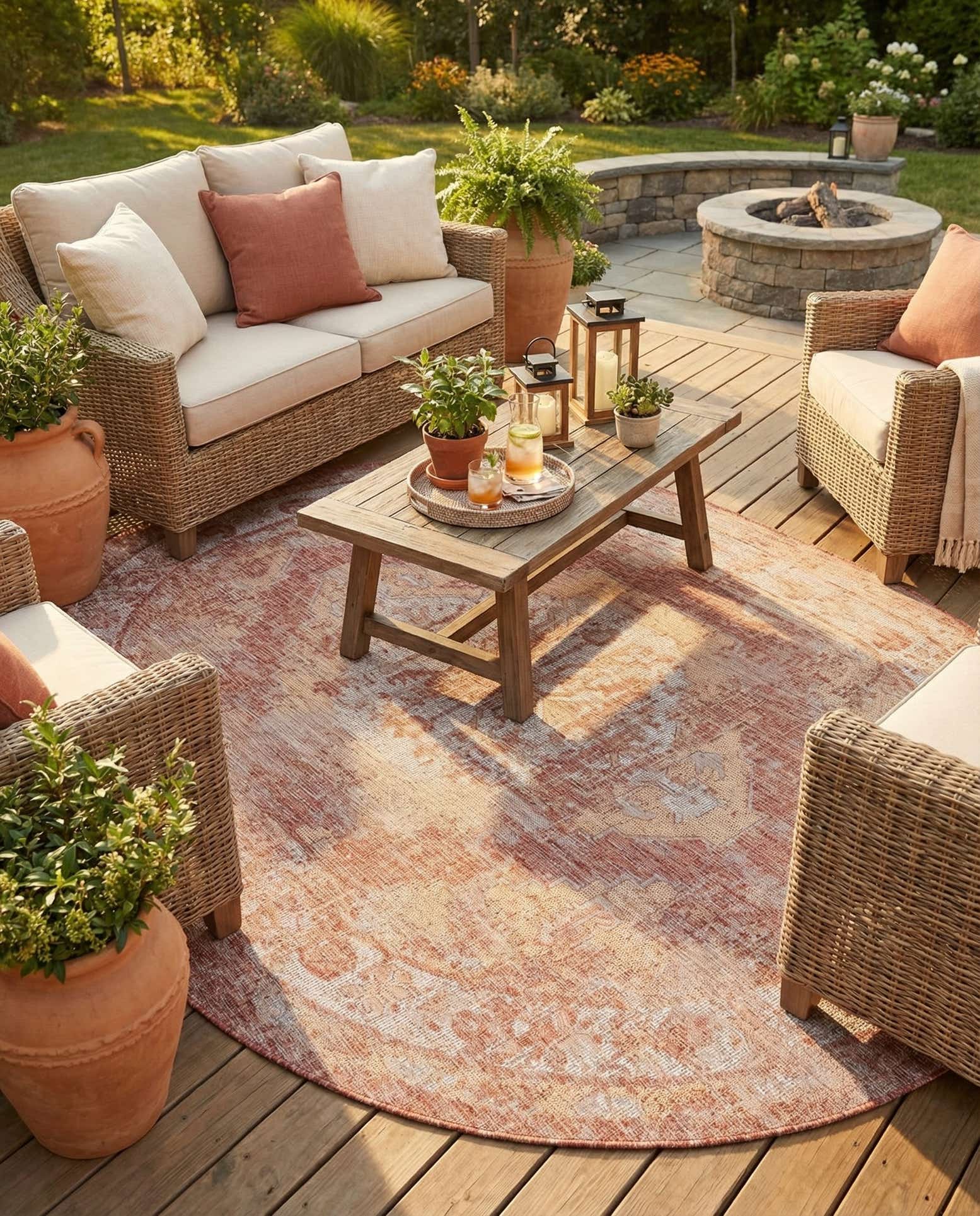 7' 10 x 10' Easy-Clean Traditional Indoor / Outdoor Oval Rug