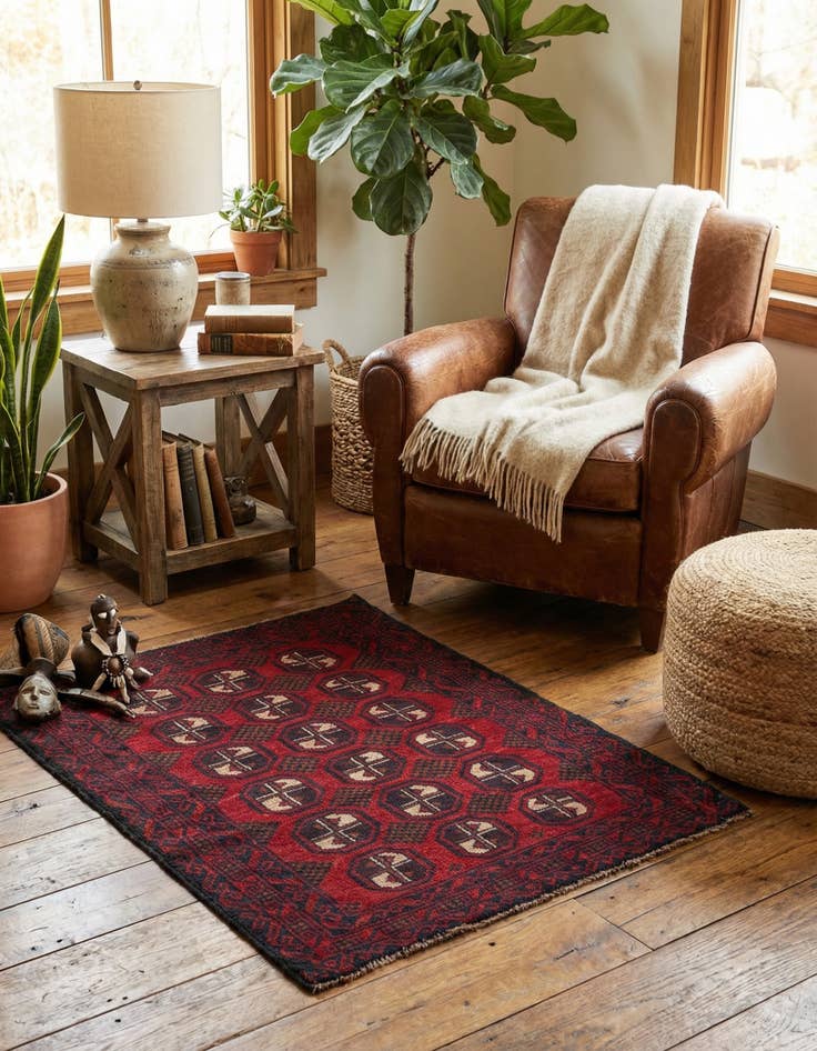 Detail image of  3' x 4' 7  Hand Knotted Balouch Persian Wool Rug